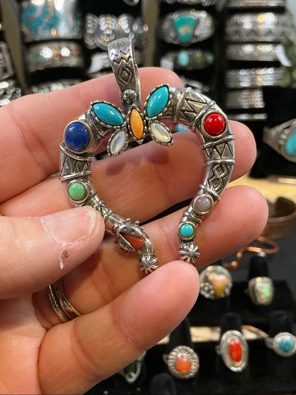 Carolyn Pollack Sterling Multicolor Stone Naja Style Pendant